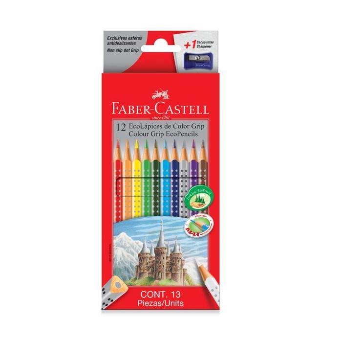 LAPICES Faber-Castell 12 Colores Colour-grip C/Metal » OFIPAPEL